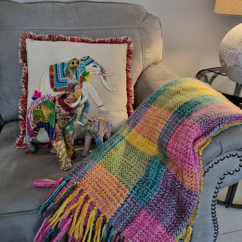 Boho Patchwork Elephant Cushion Pillow Decor Fabric Colours - Picture 6 of 6